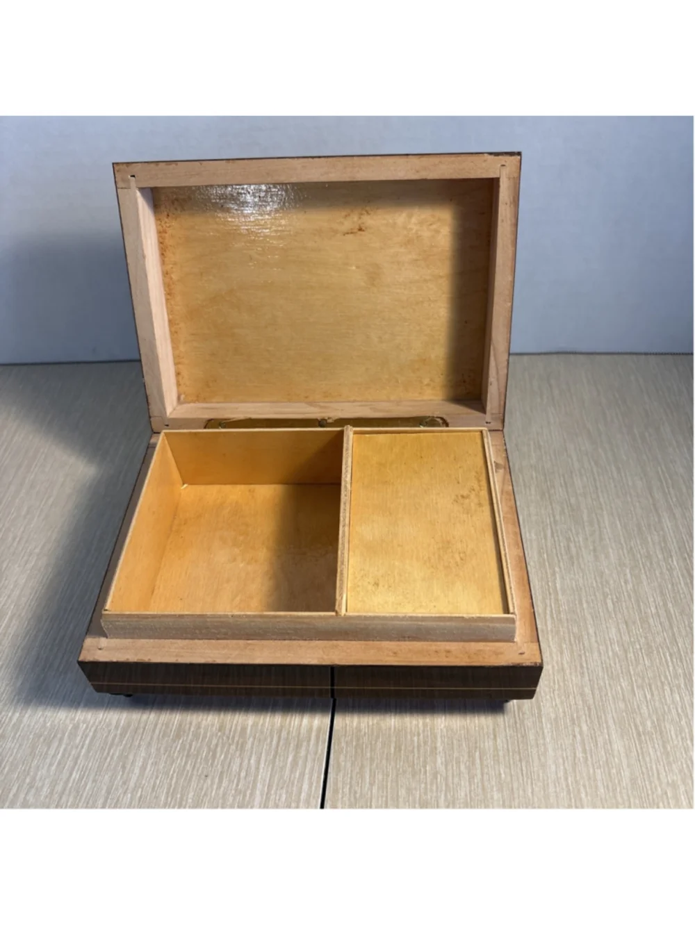 Vtg Italian Sorrento Inlaid Wood Music Box Floral Marquetry Jewelry Trinket 1054
